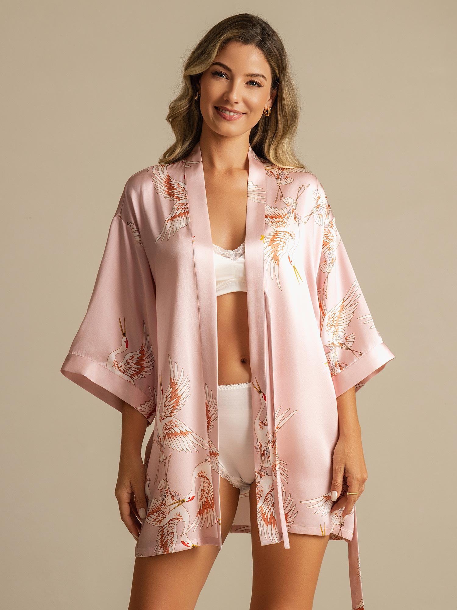 Satijnen Kimono Ochtendjas Dames