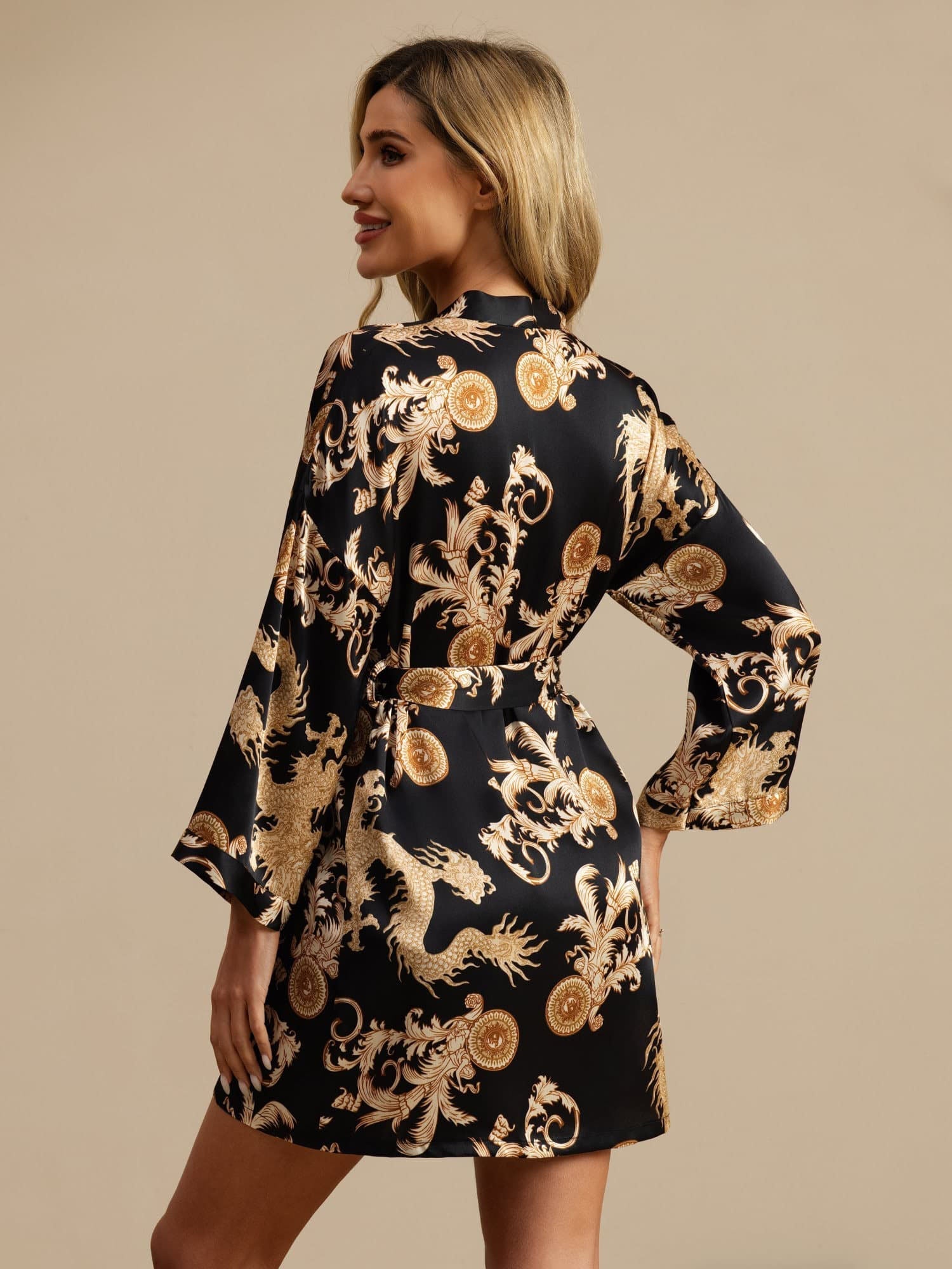 Satijnen Kimono Ochtendjas Riem