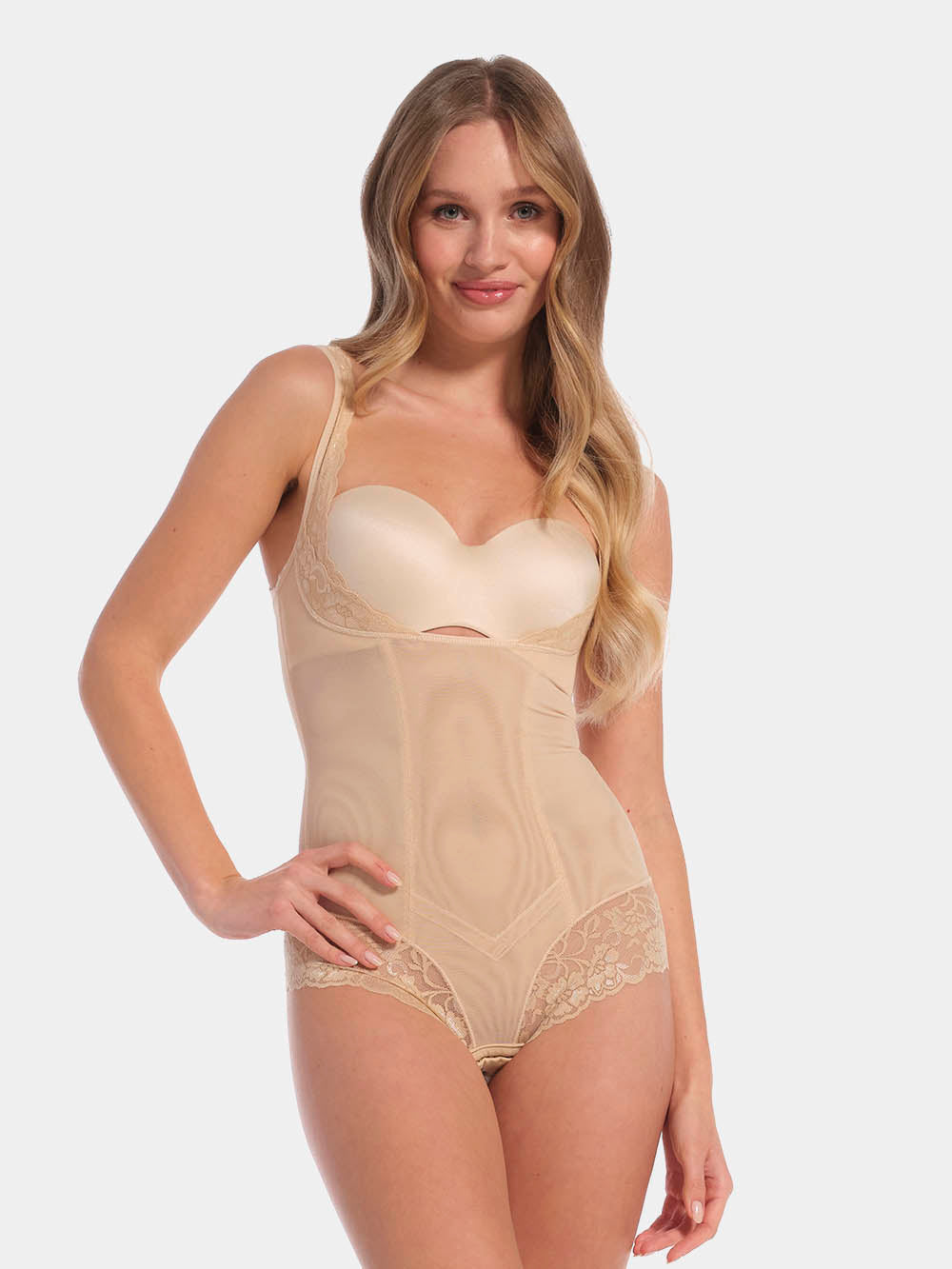 Dames Corrigerende Body met Mesh en Kant Sterk