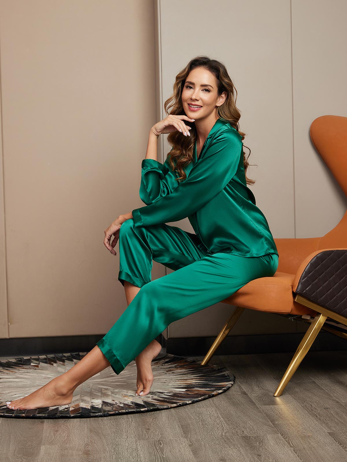 Luxe Satijnen Pyjamaset Knoopsluiting