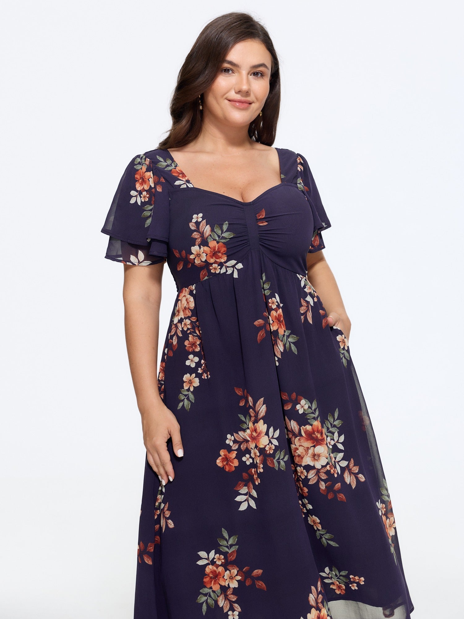 Midi Jurk Met Bloemenprint