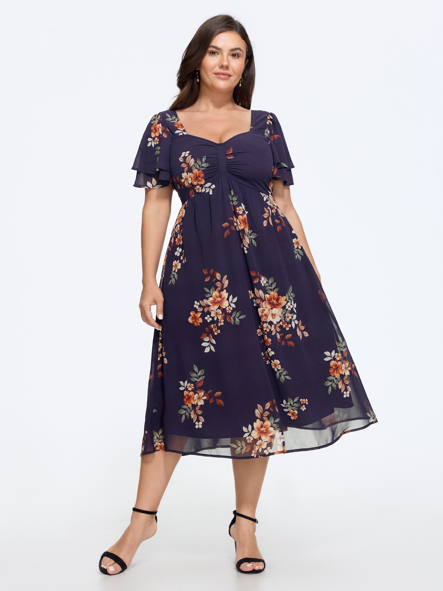Midi Jurk Met Bloemenprint