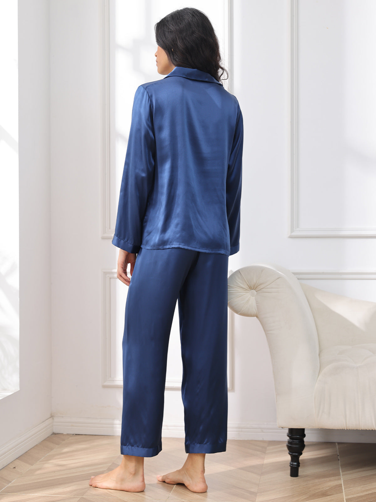 Luxe Satijnen Pyjamaset Knoopsluiting