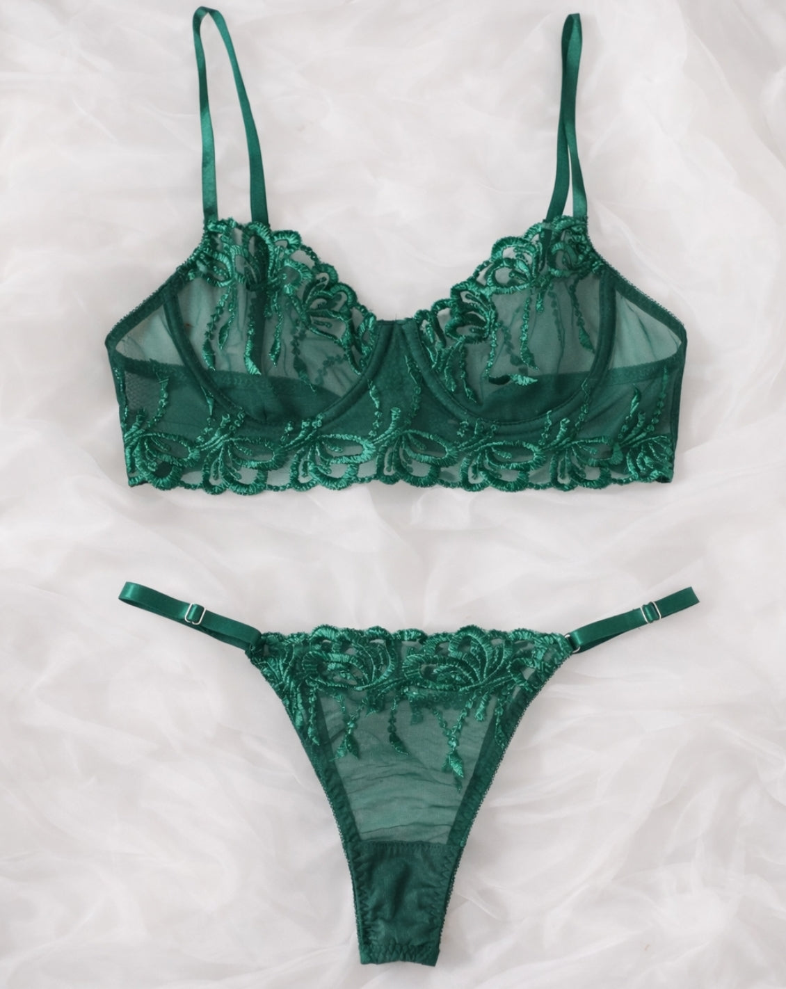 ELORA - Lingerieset Dames Kant – Smaragdgroen – Verfijnde Set & Vrouwelijke Pasvorm