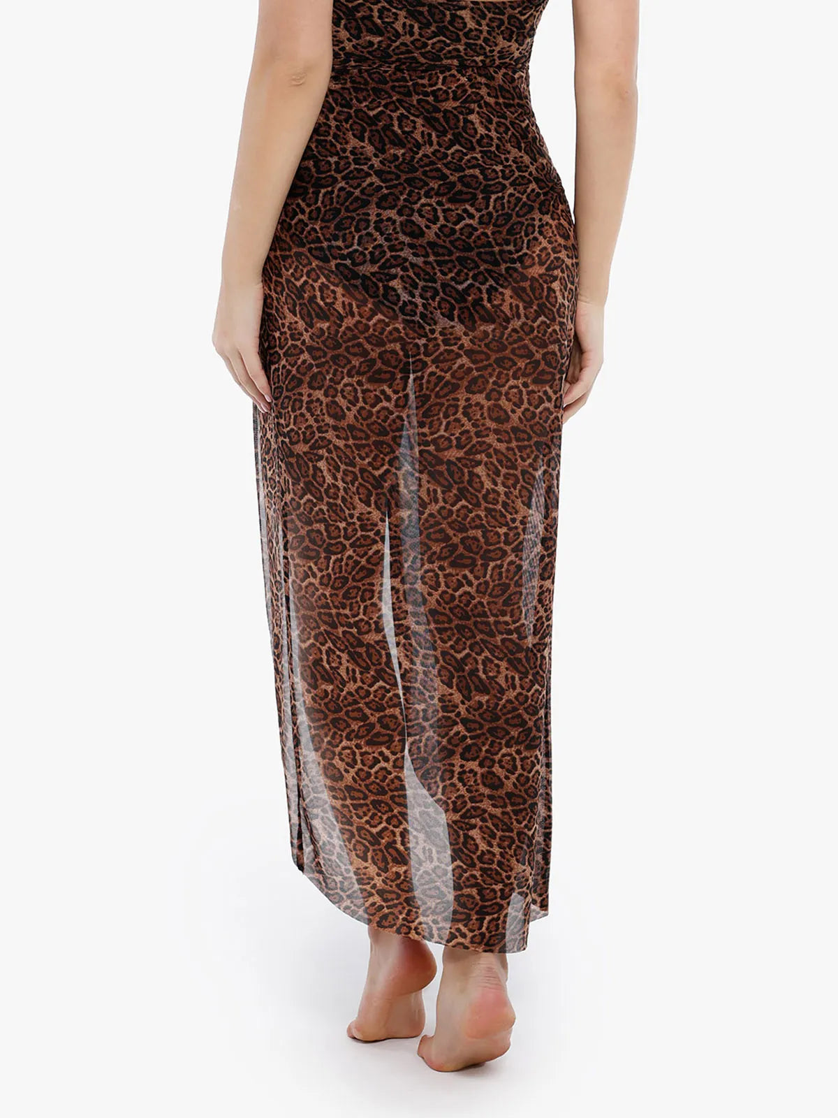 ISLA – Mesh Beach Skirt met Leopard Print - LivingCurves Zwart / XS