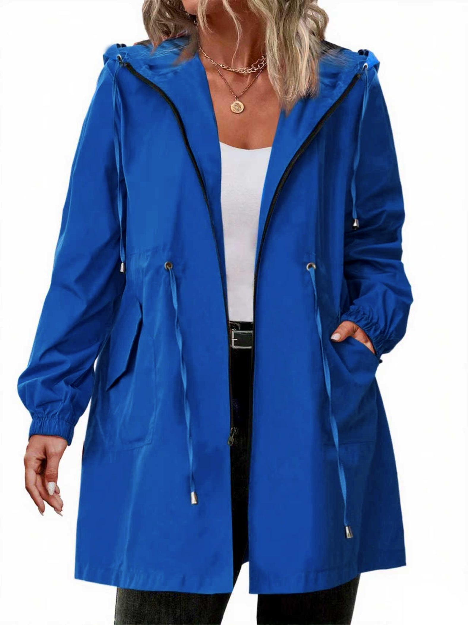 Plus Size Dames Regenjas met Capuchon en Ritssluiting