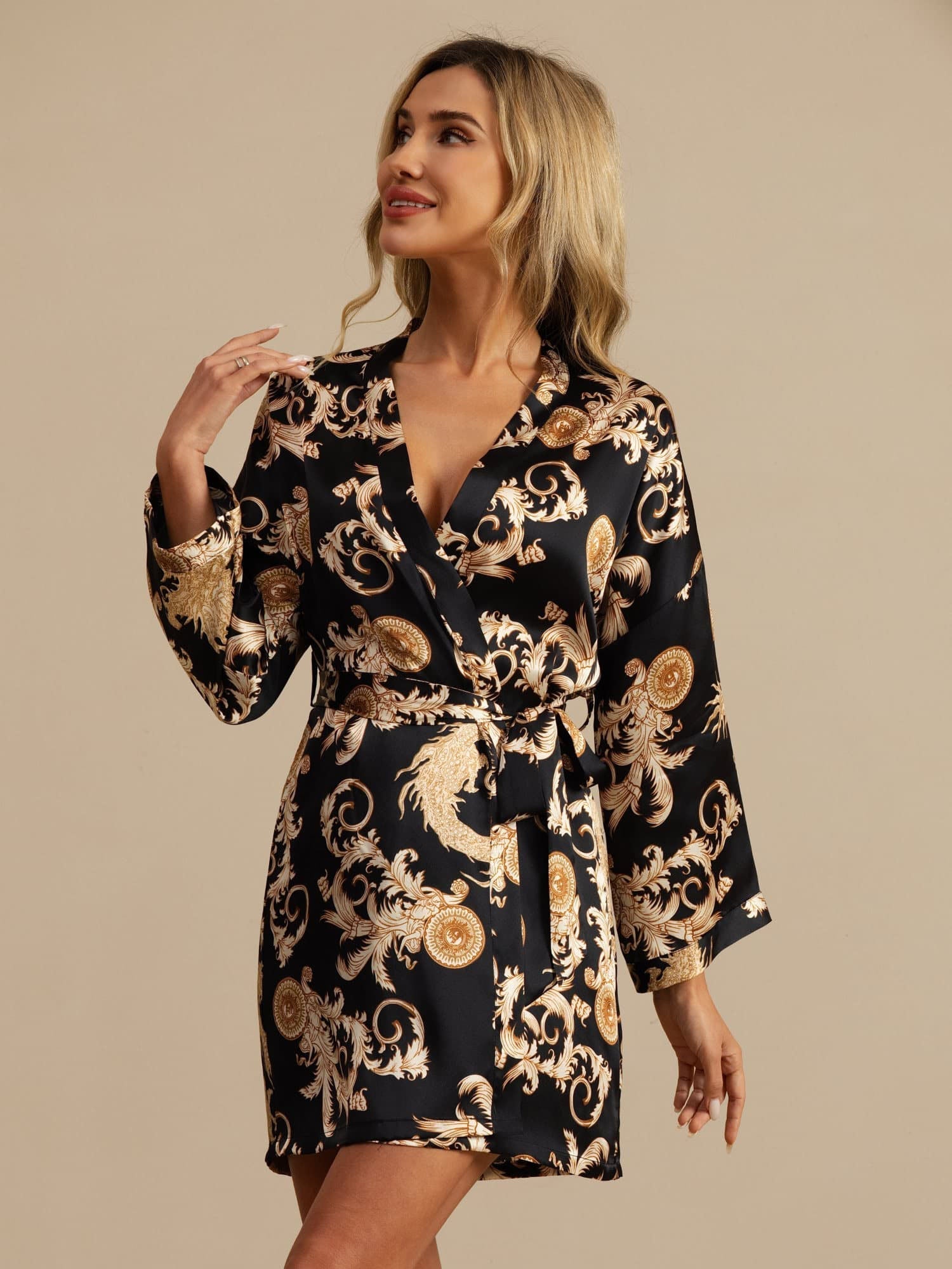Satijnen Kimono Ochtendjas Riem