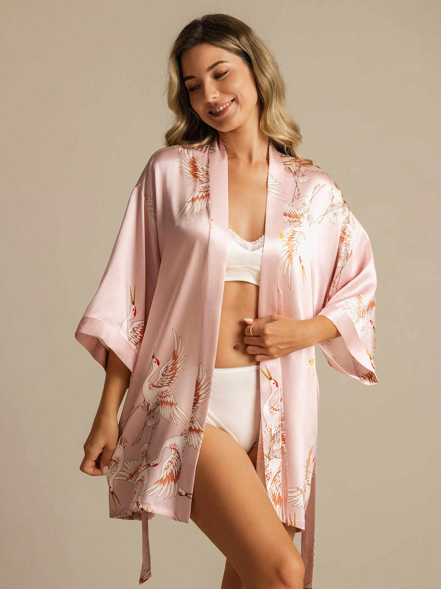 Satijnen Kimono Ochtendjas Dames