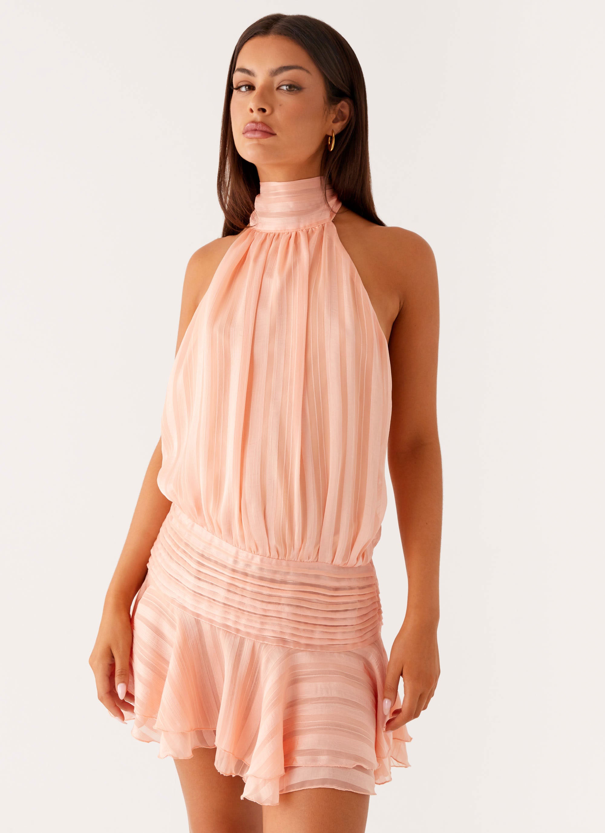 Mini Jurk Fuchsia – Halter Zomerjurk met Laagjes