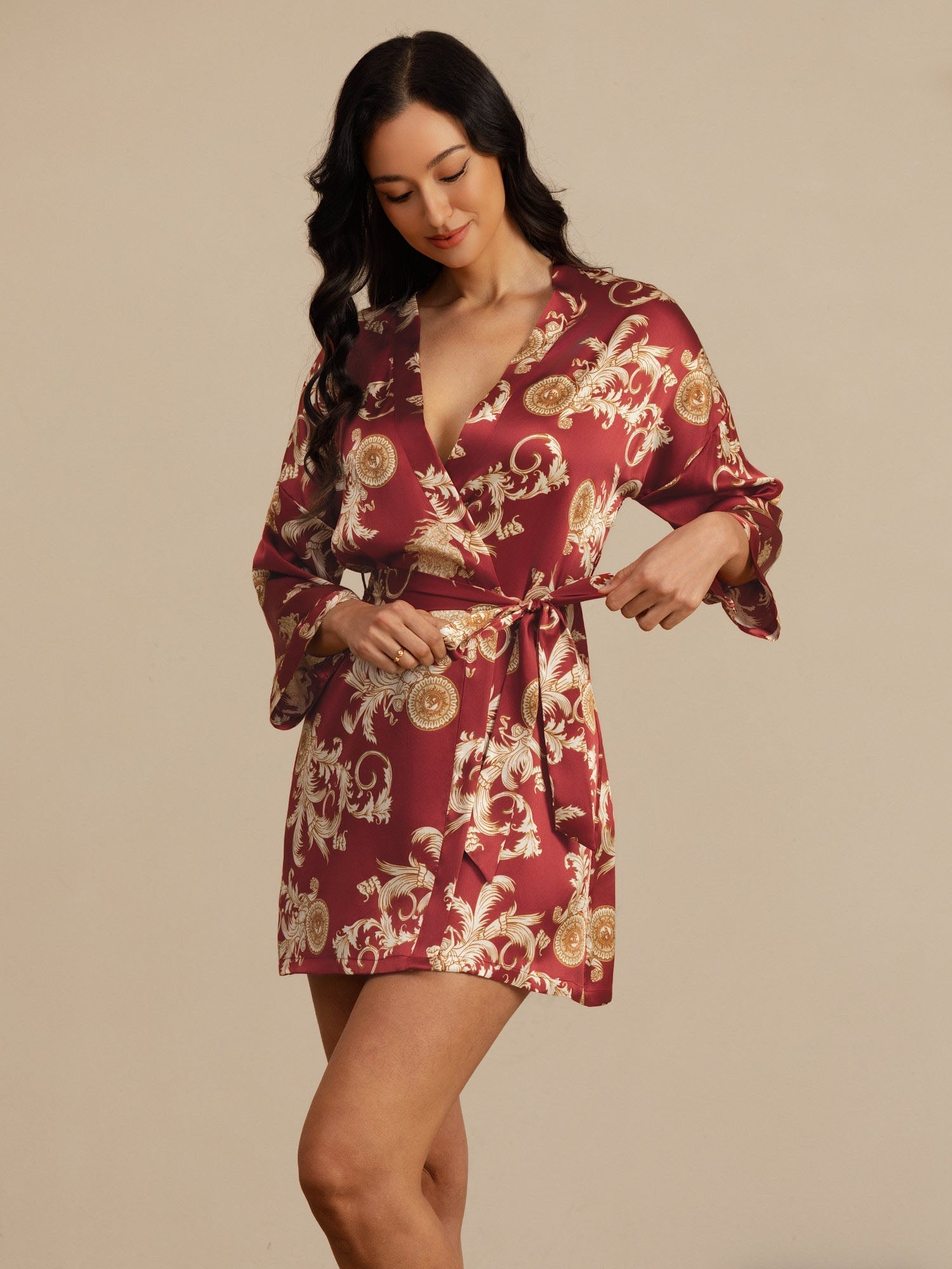 Satijnen Kimono Ochtendjas Riem
