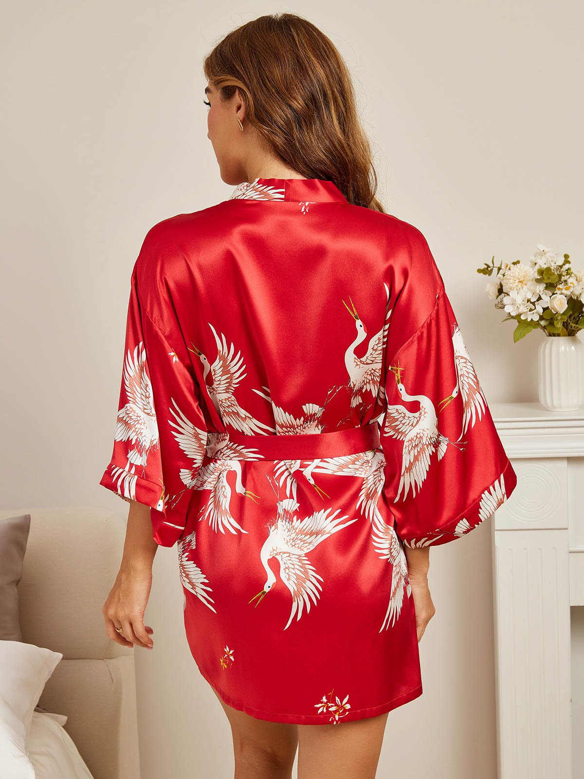 Satijnen Kimono Ochtendjas Dames