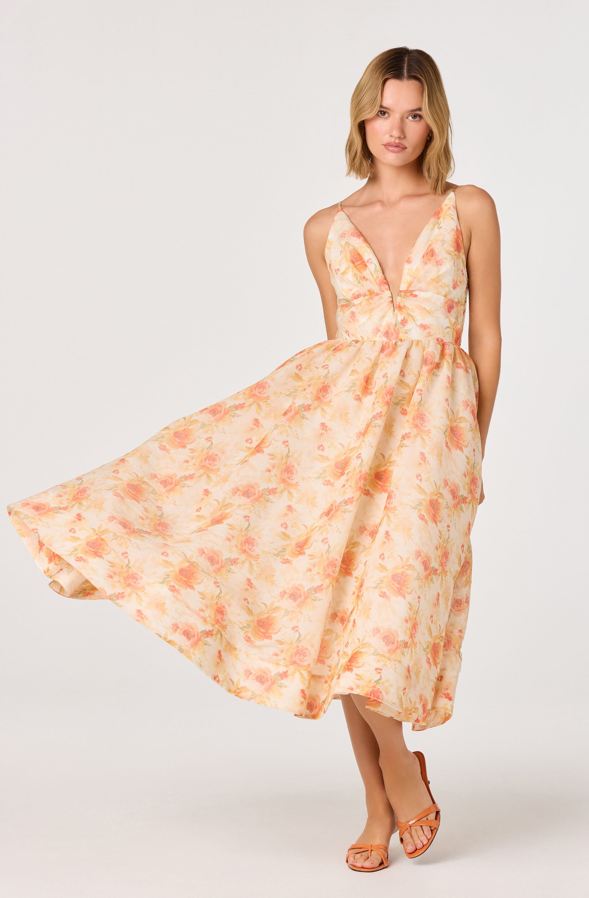 Midi Jurk Met Bloemenprint