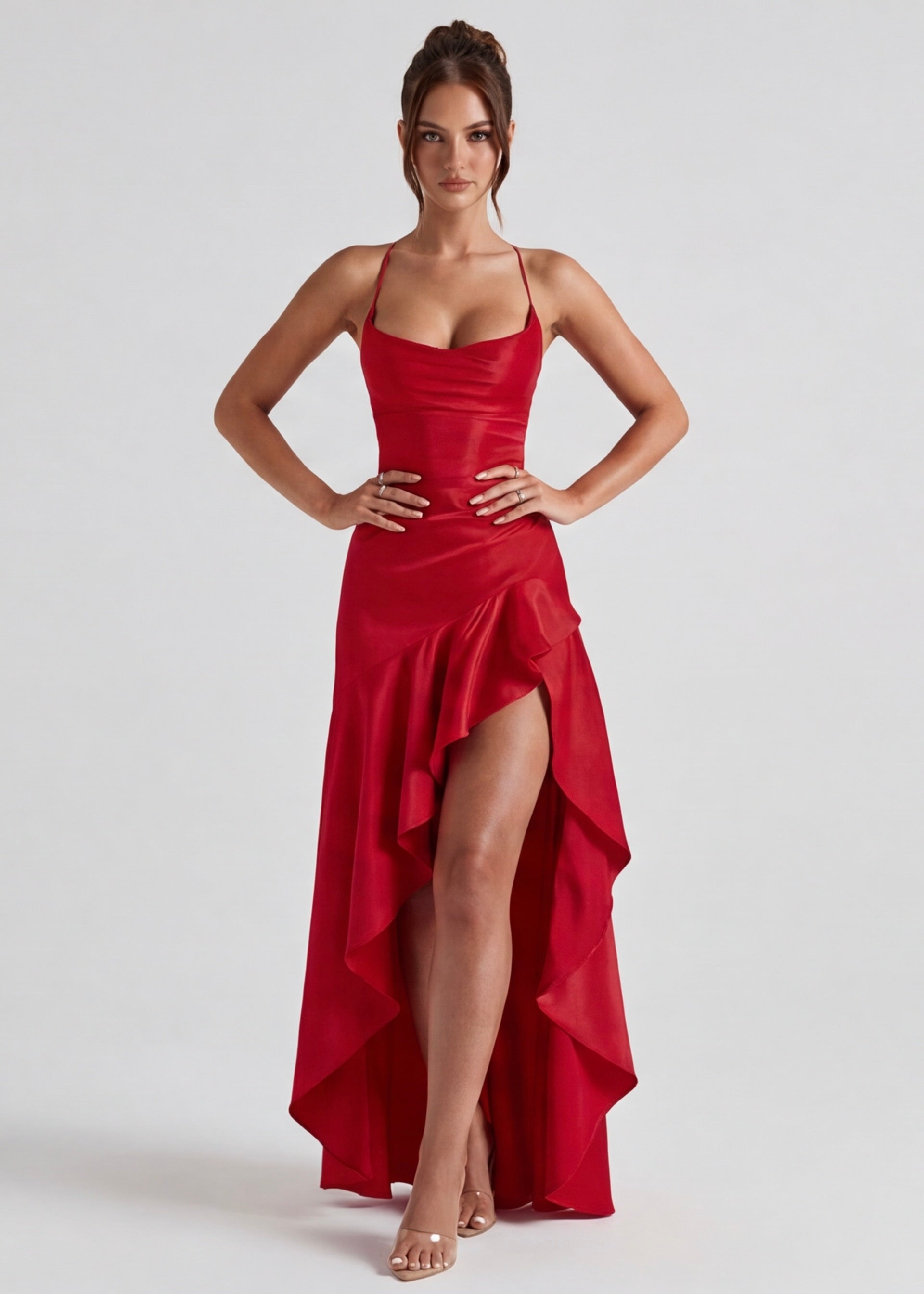 Maxi Jurk Halter met Kant en Split