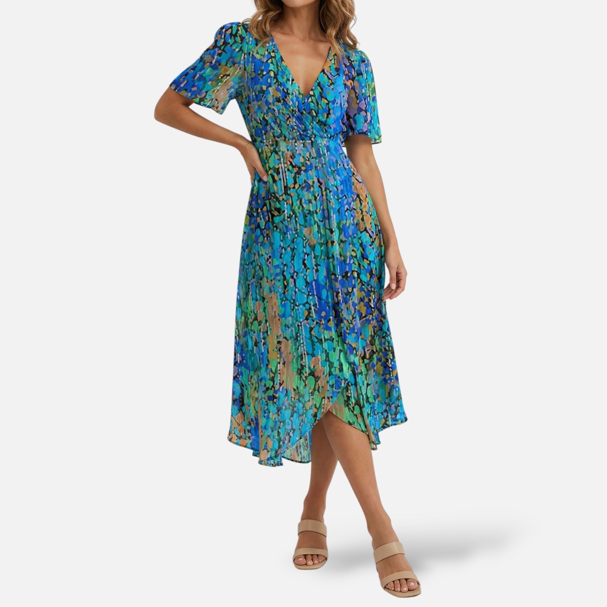 Off Shoulder Maxi Jurk met Kant Mouwen