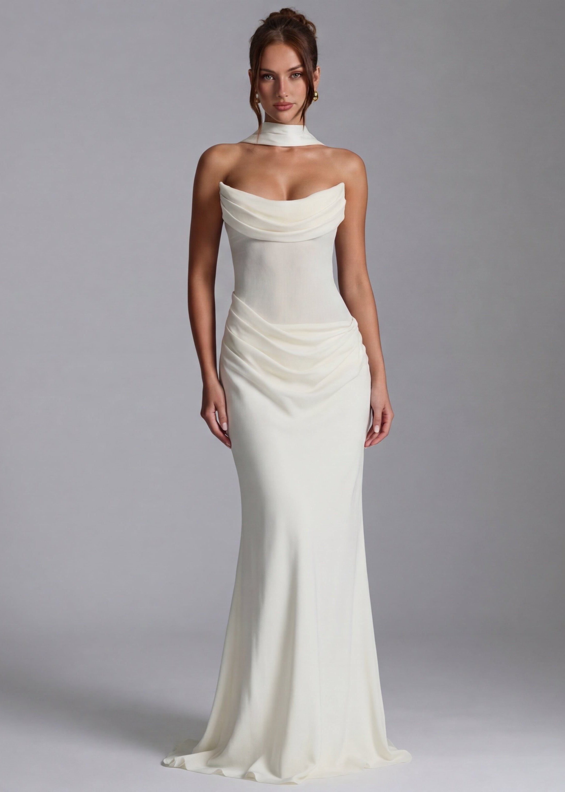 Strapless Maxi Jurk met Choker Hals