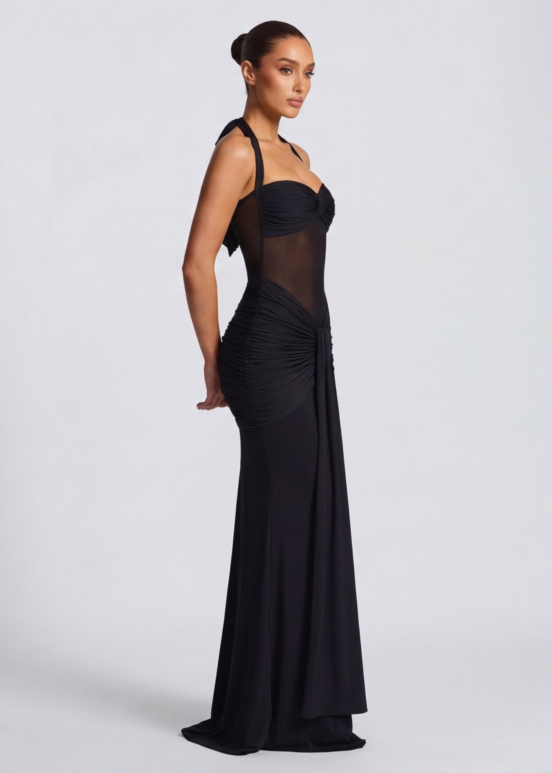 Maxi Jurk Halter met Gedrapeerde Taille