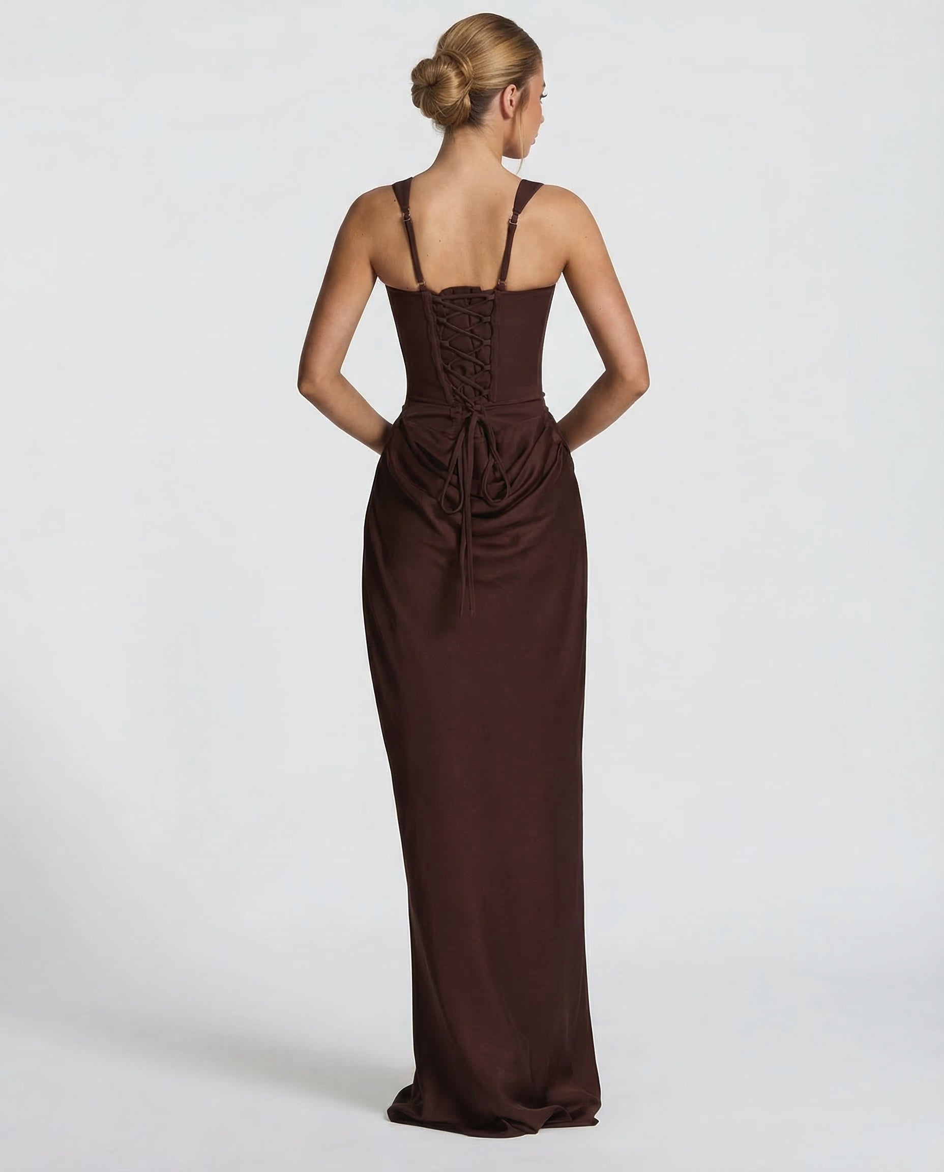 Maxi Jurk Corset Look met Vierkante Halslijn