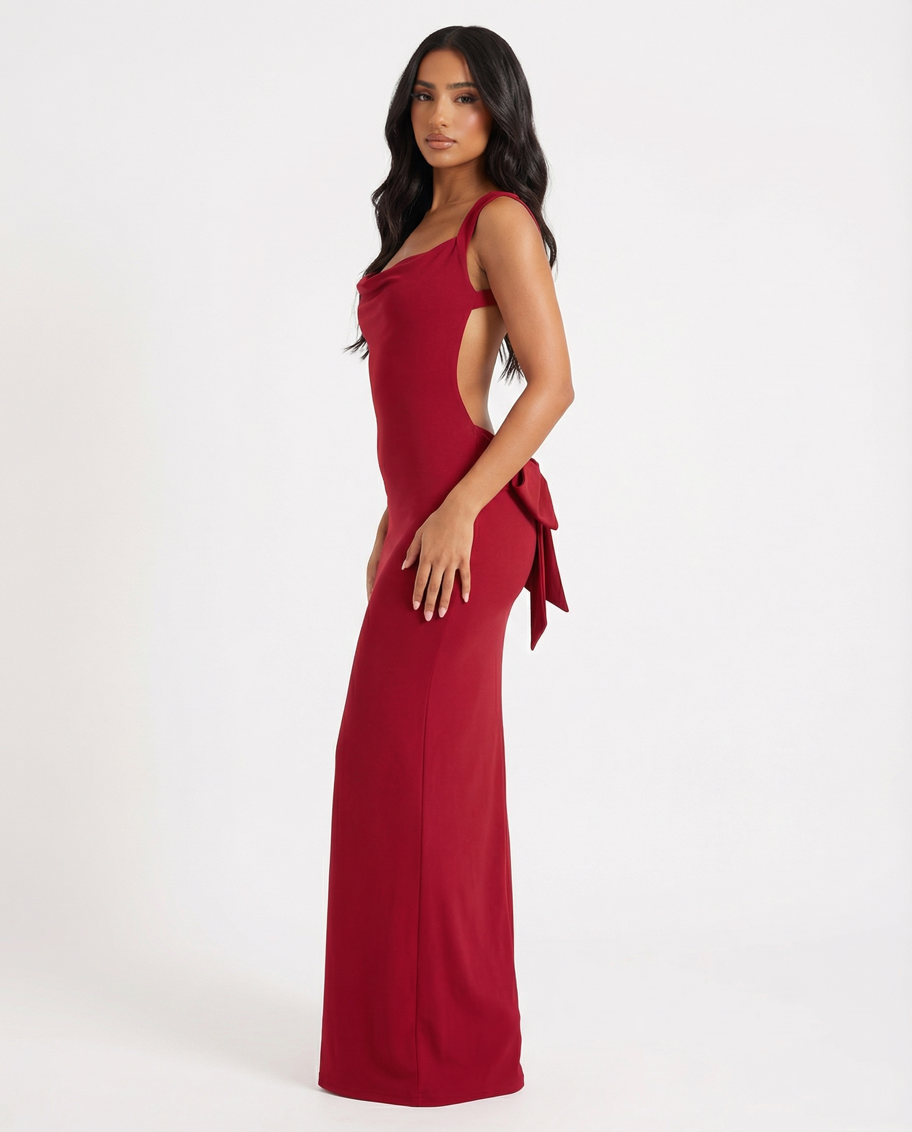Maxi Jurk Open Rug met Strikdetail