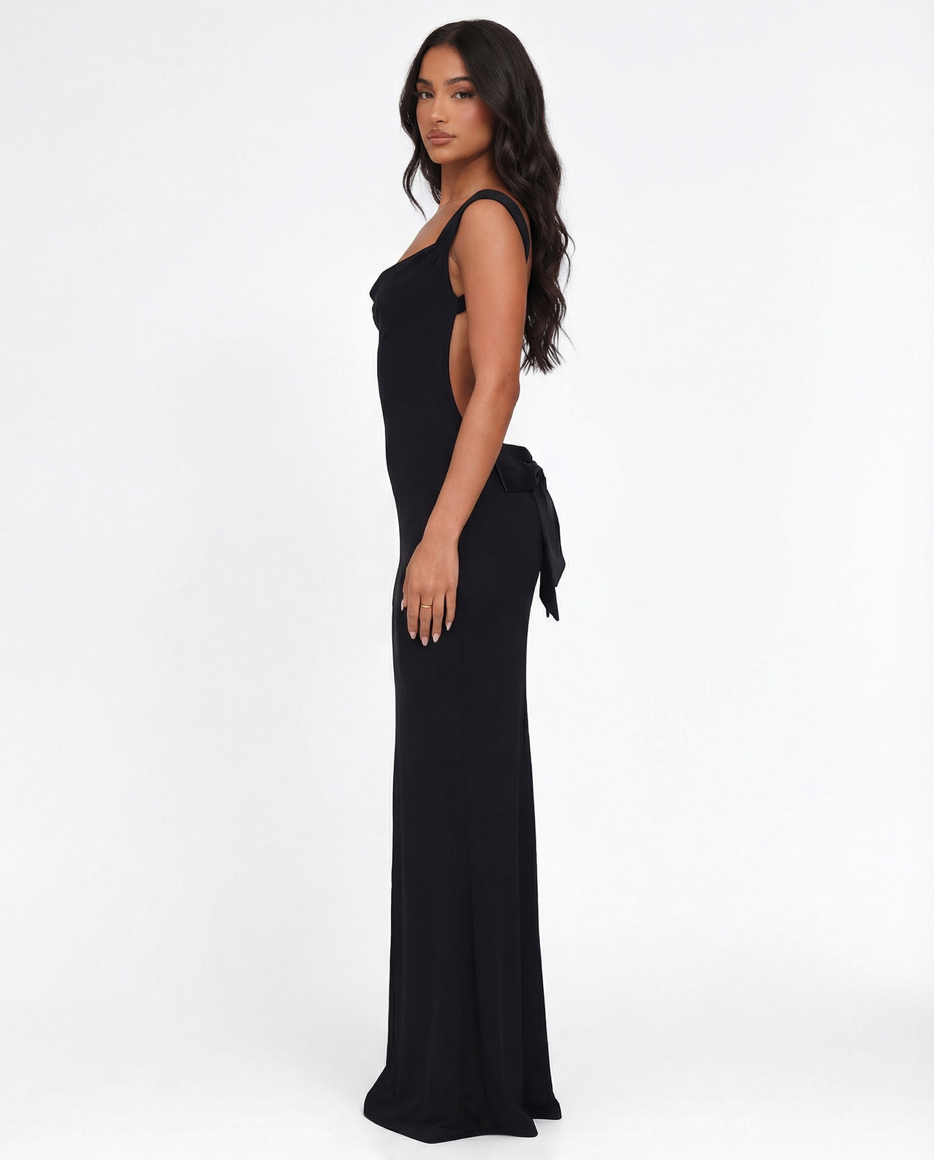 Maxi Jurk Open Rug met Strikdetail