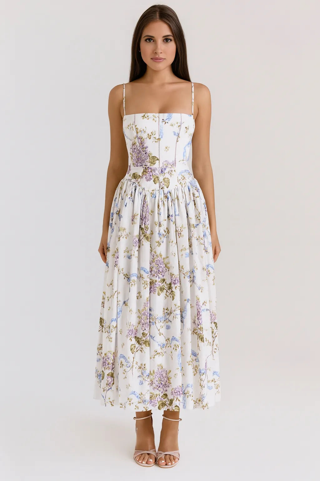 Maxi Jurk met Spaghettibandjes en Bloemenprint