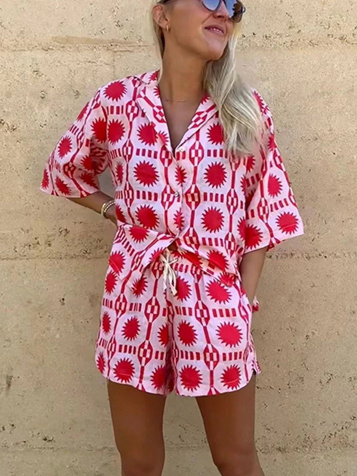 Eefje | Dames set met print korte broek
