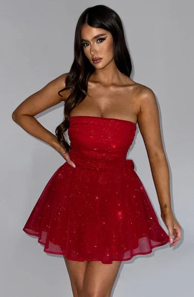 Chique Bruiloft Gastenjurk Dames Strapless met Uitlopende Rok