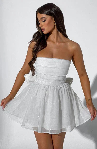 Chique Bruiloft Gastenjurk Dames Strapless met Uitlopende Rok