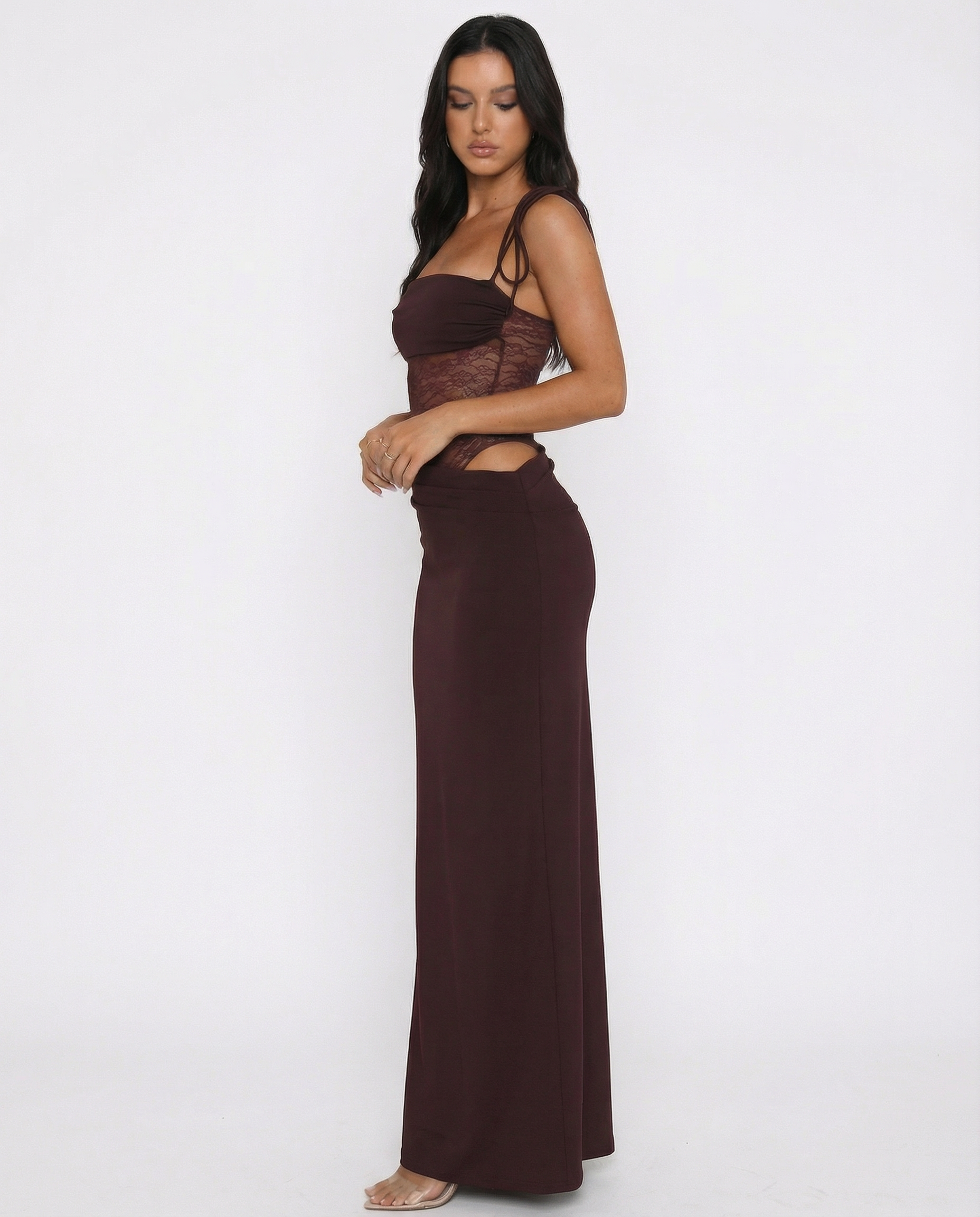 Strapless Maxi Jurk met Kant Taille