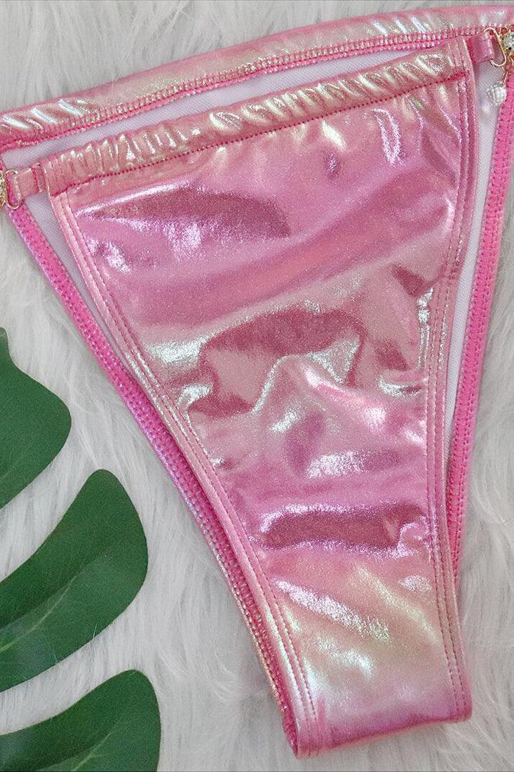 Roze Holografische Bikini Dames – Set met Zeester