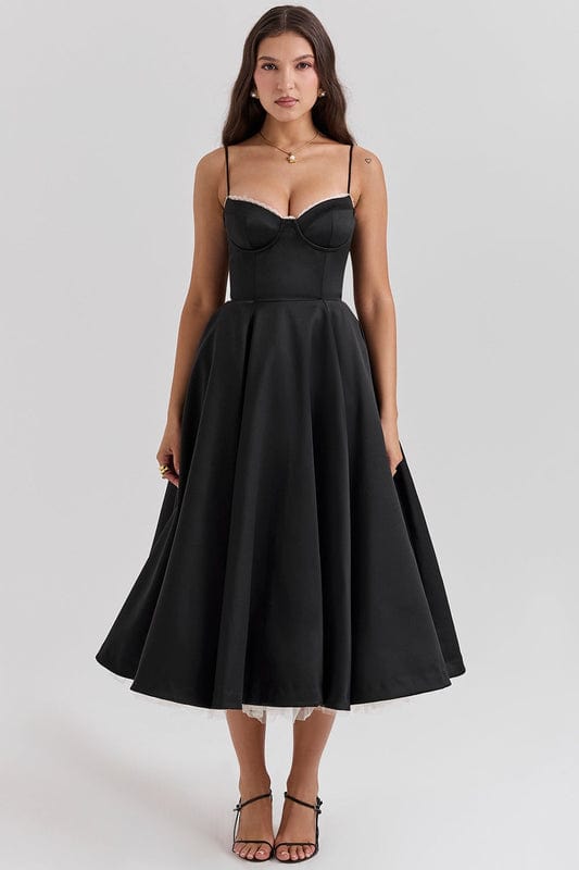 Midi Jurk met V-Hals en Taille Twist Detail