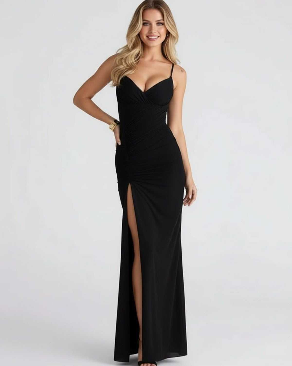 Dames Maxi Jurk | Spaghettibandjes | Bodycon Met Split
