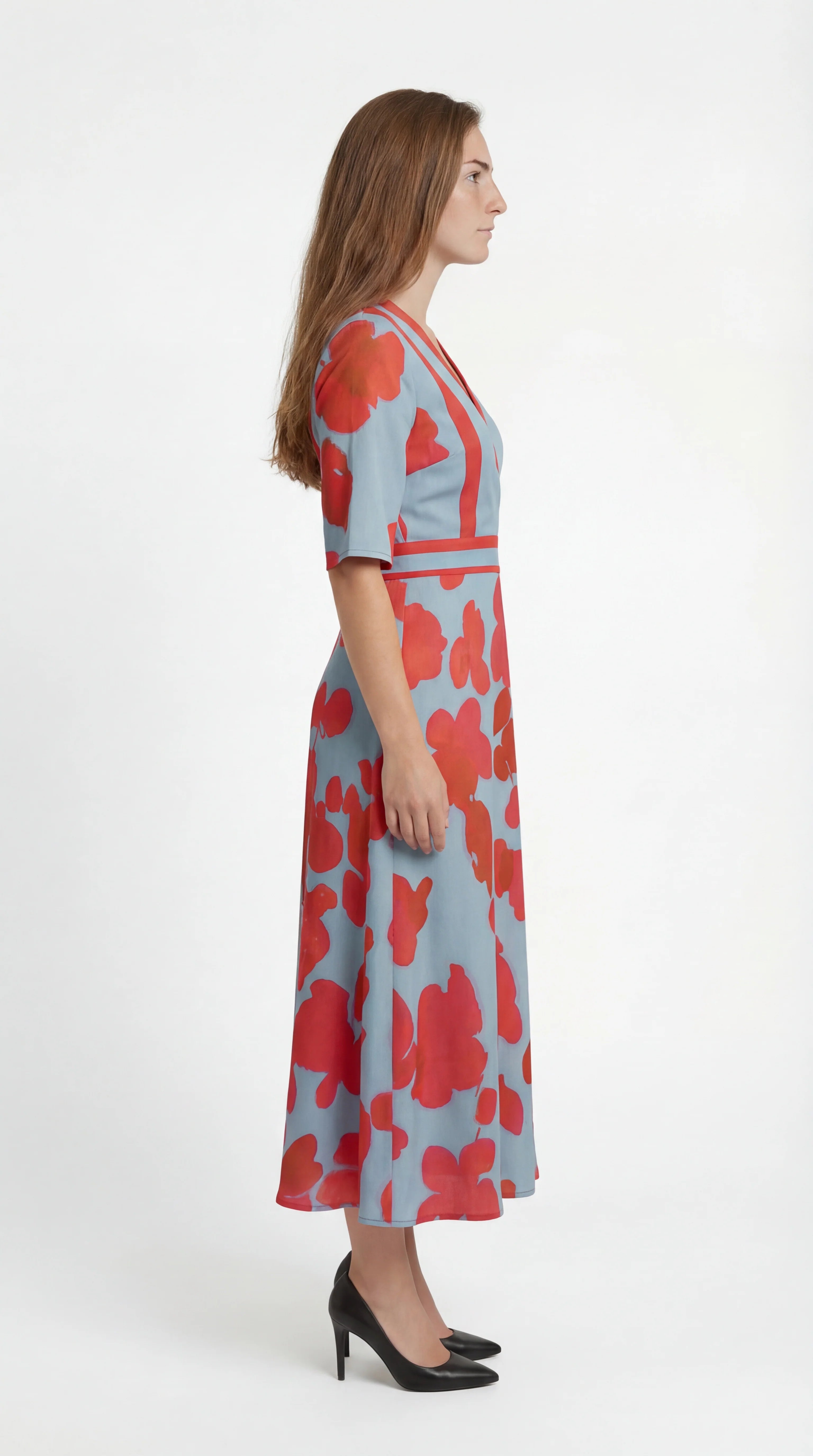 Midi Jurk V-Hals – Zomerjurk met Print