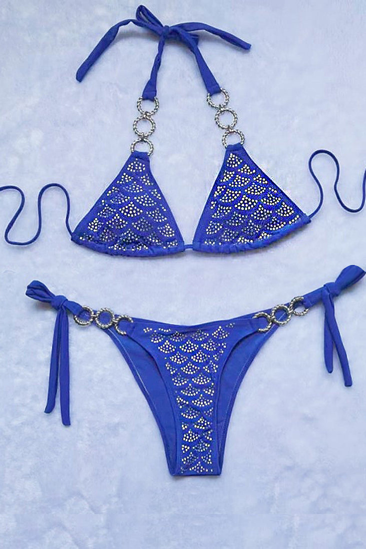 Koningsblauwe Bikini Dames – Set met O-Ring Detail