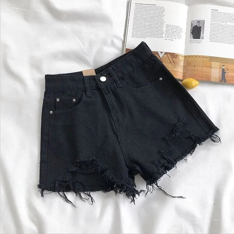 Denim Shorts Dames | Hoge Taille Rafelrand Stretch