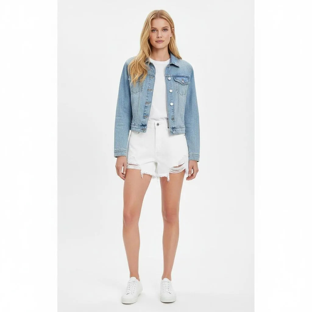 Denim Shorts Dames | Hoge Taille Rafelrand Stretch