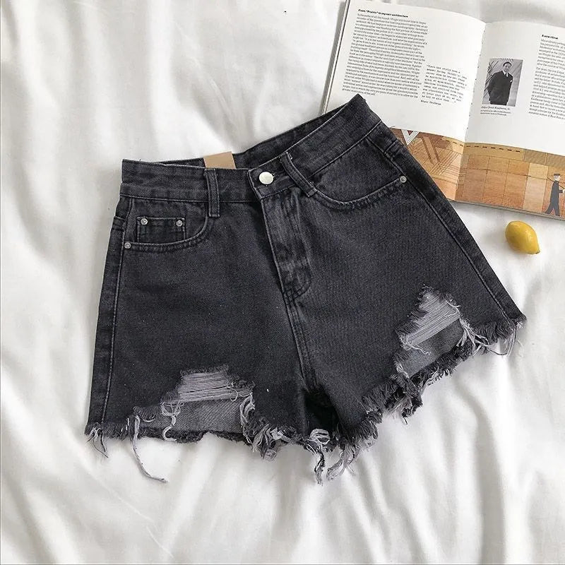Denim Shorts Dames | Hoge Taille Rafelrand Stretch