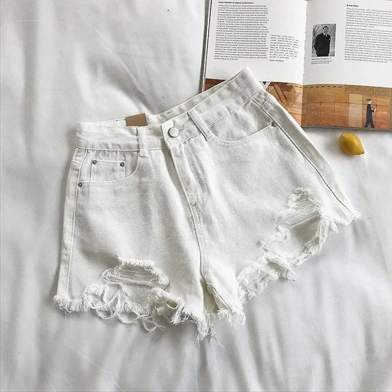 Denim Shorts Dames | Hoge Taille Rafelrand Stretch