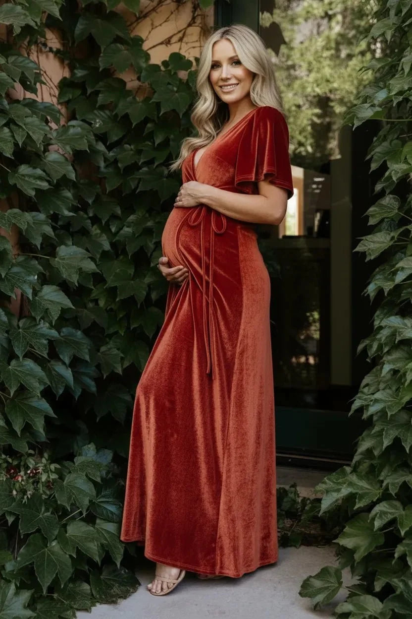 Fluwelen Maxi Jurk Dames | Wrap V-hals Hoge Split