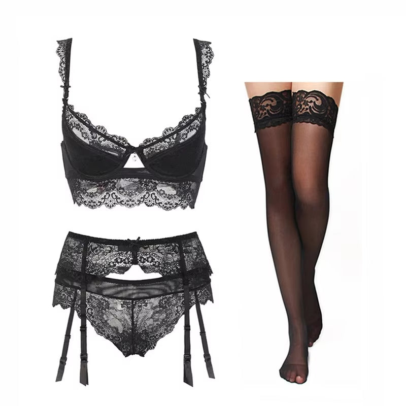 ALYSIA - Lingerieset Dames Kant – Vierdelig – Luxe Set met Comfort