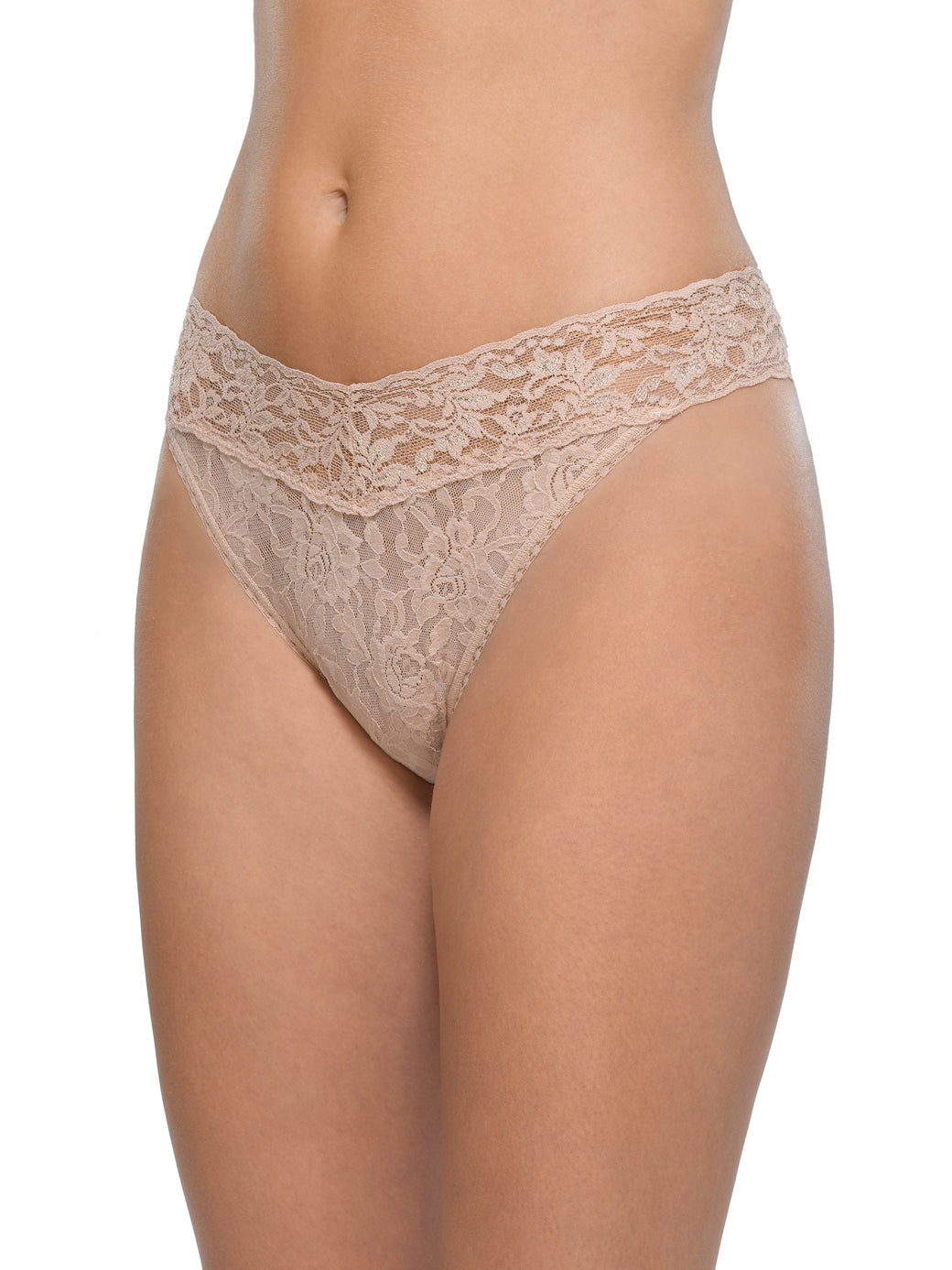 Hanky Panky Original Stretch Signature Lace Thong #4811 - LivingCurves Panties One Size / Black