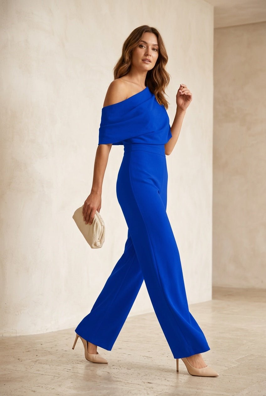 Jumpsuit asymmetrisch kobaltblauw