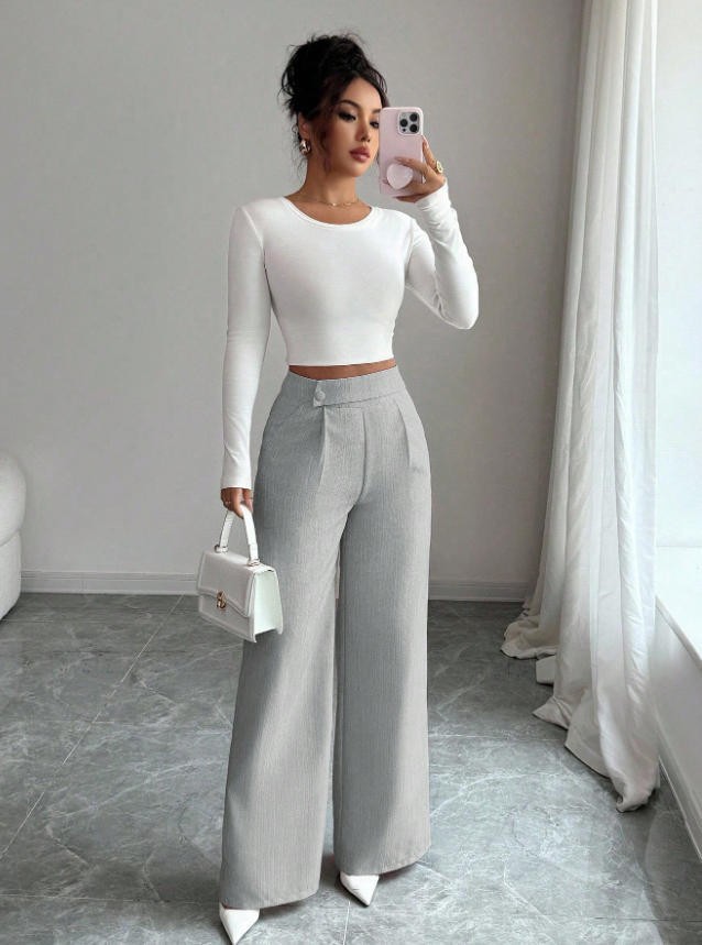Kaylee | Trendy High Waist Pantalon Met Rechte Pijpen