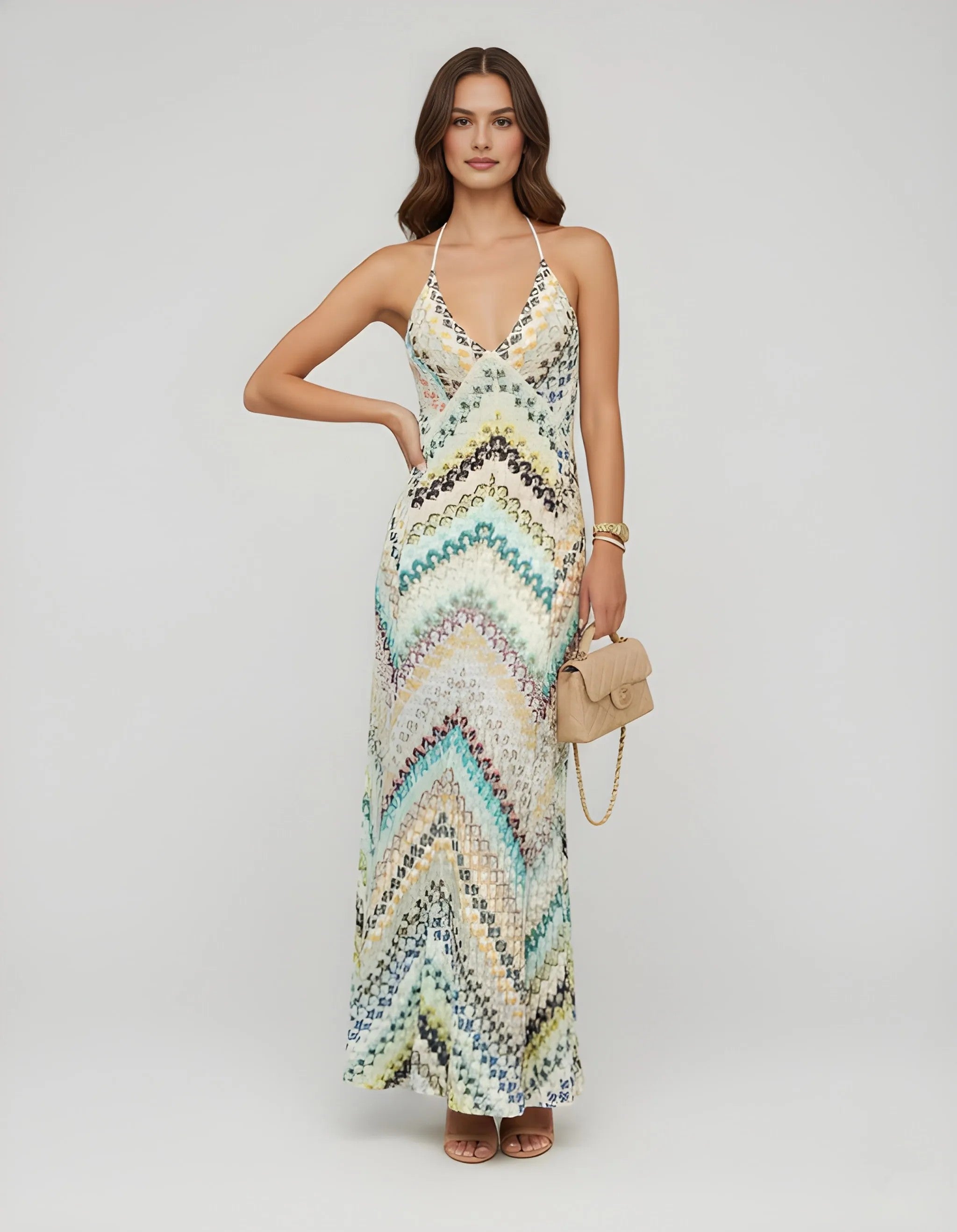Maxi Jurk met Spaghettibandjes en Print