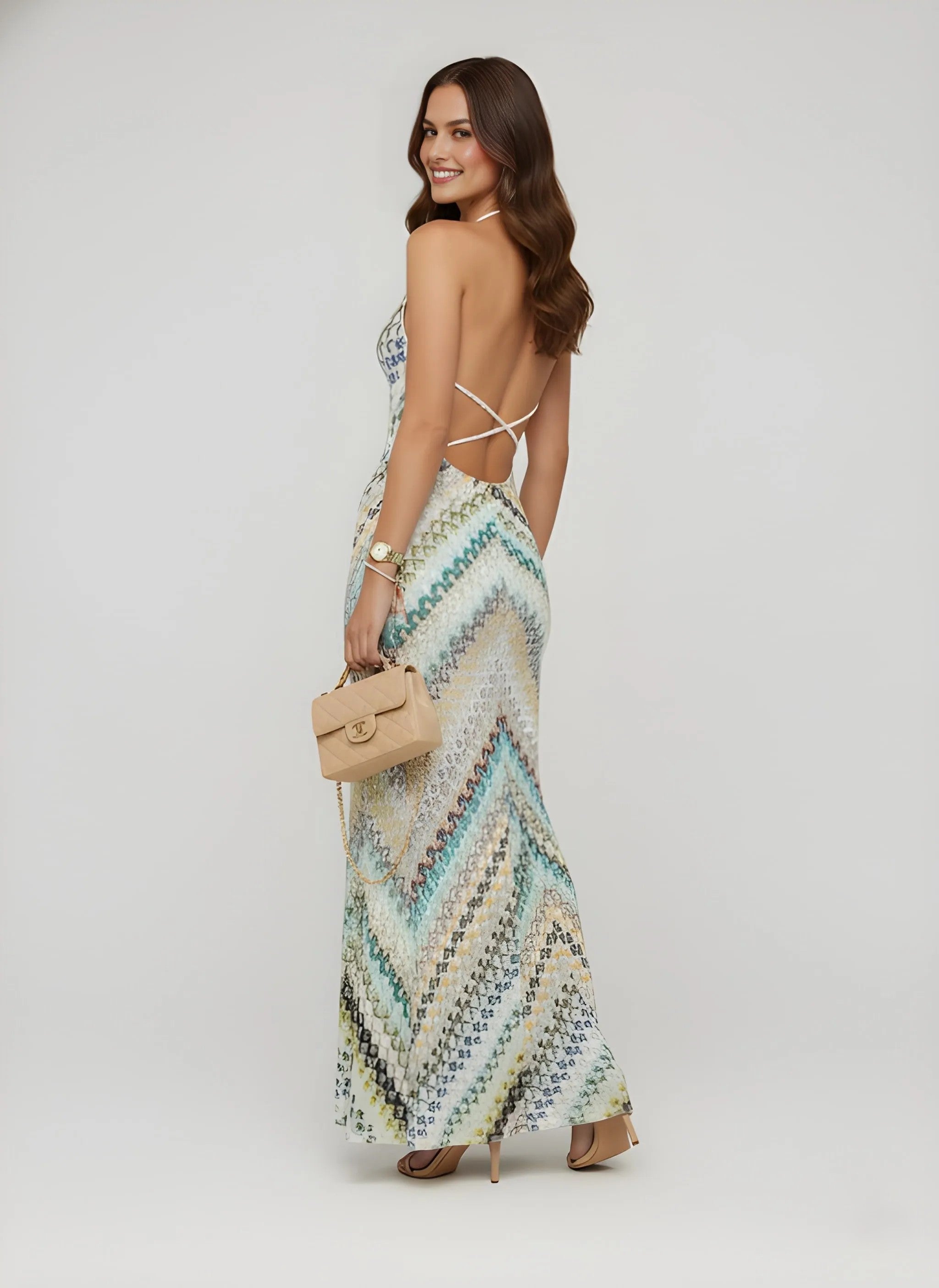 Maxi Jurk met Spaghettibandjes en Print