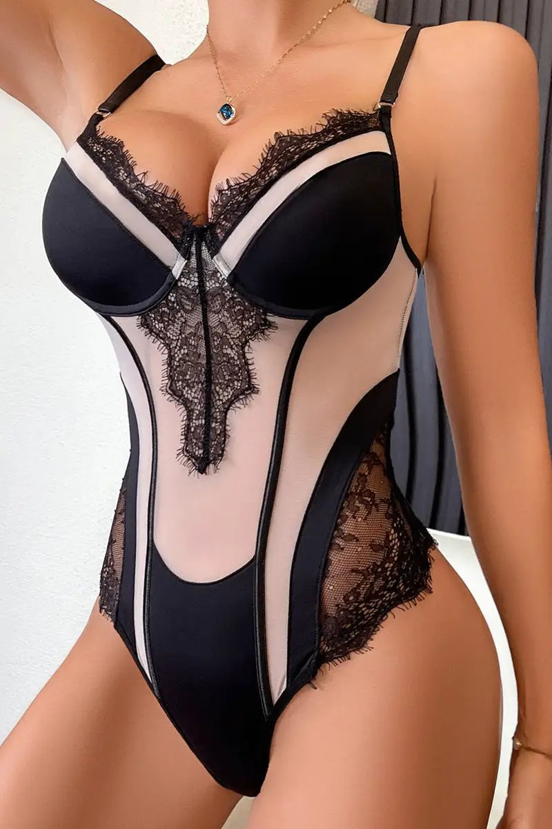 Dames Kanten Body Zwart