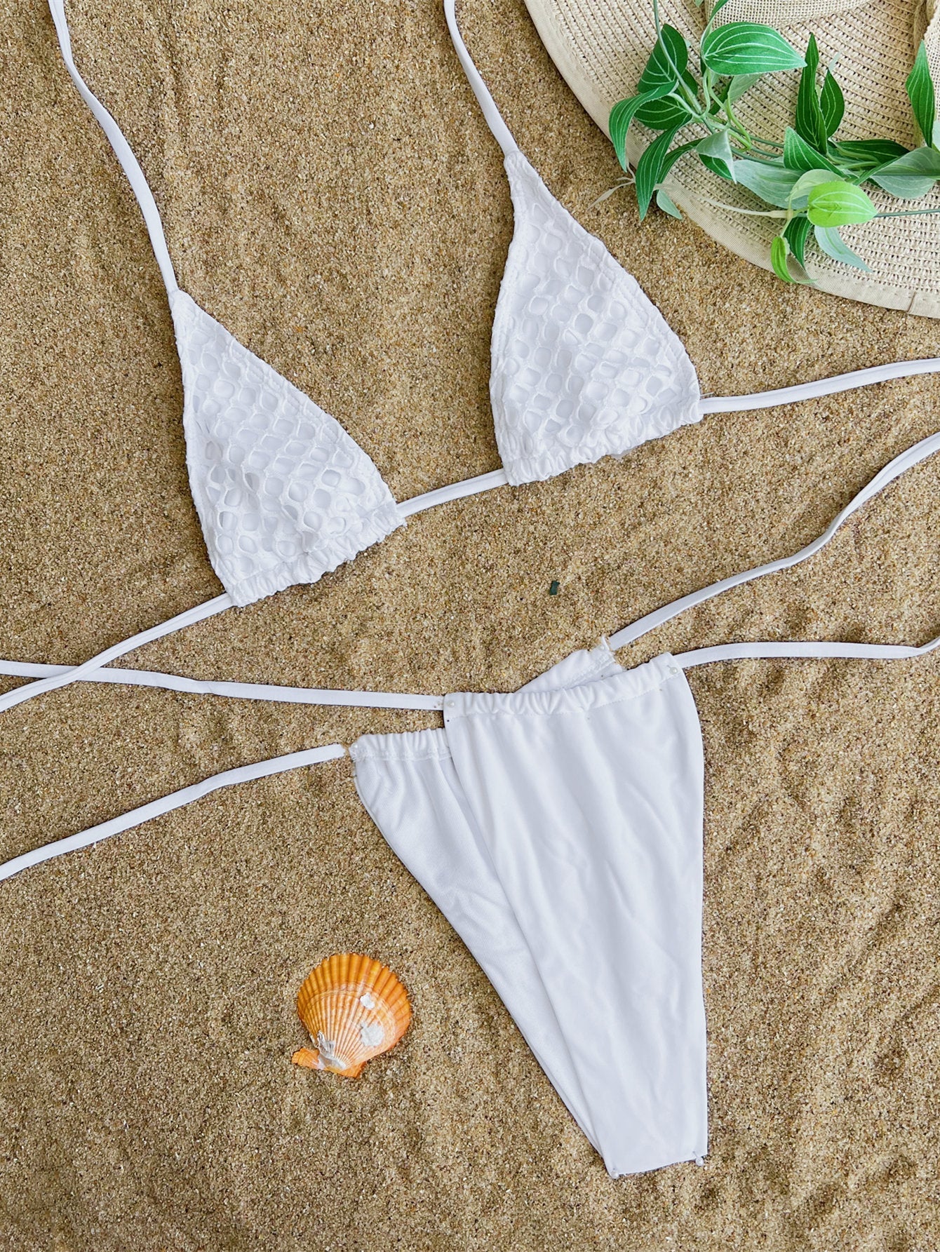 Witte Mesh Bikini Set Dames Uitsnede Zwemkleding