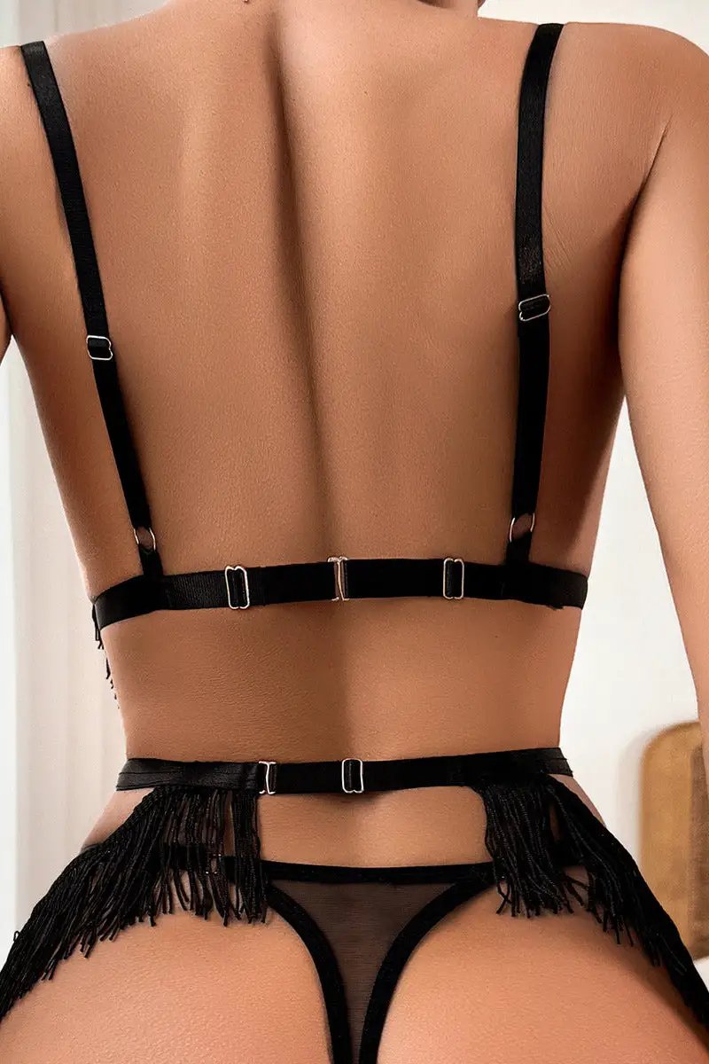 Dames Mesh Jarretelset Zwart
