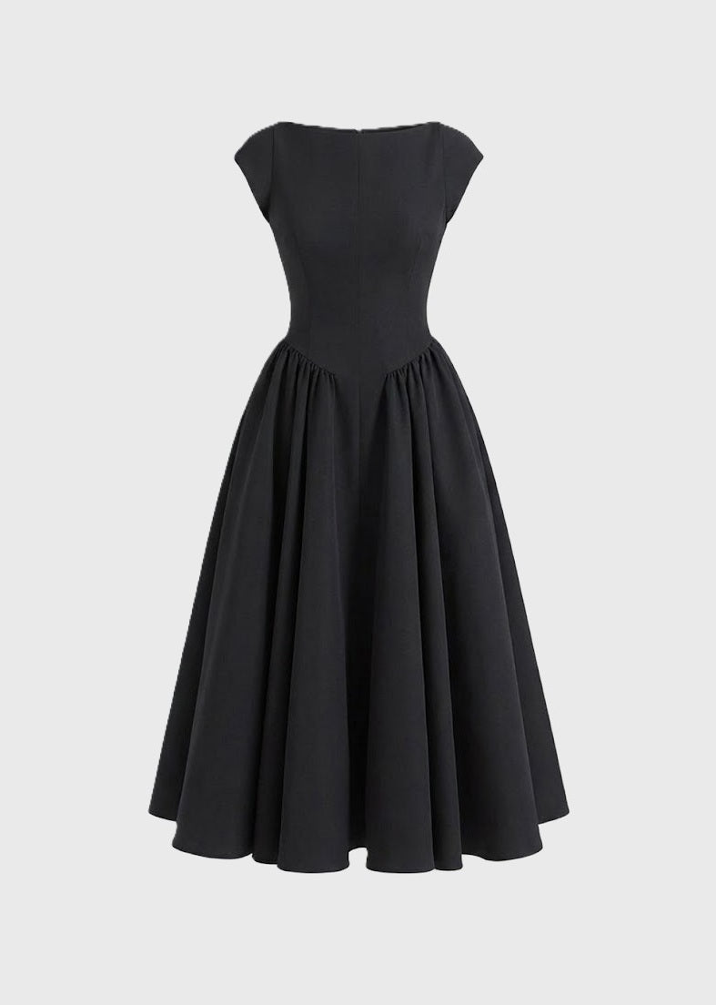Midi Jurk Mouwloos Dames met Uitlopende Rok