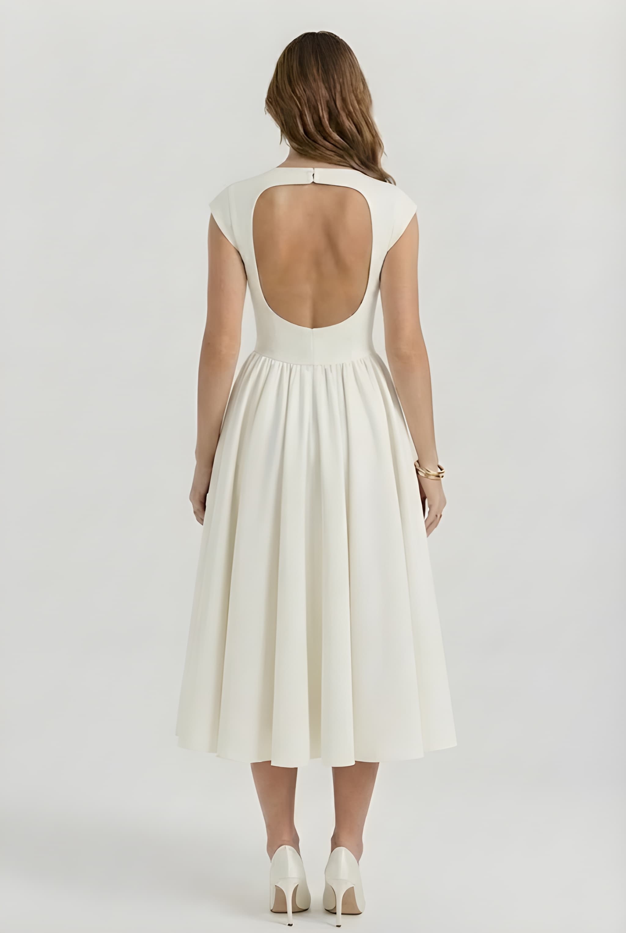 Midi Jurk Mouwloos Dames met Uitlopende Rok
