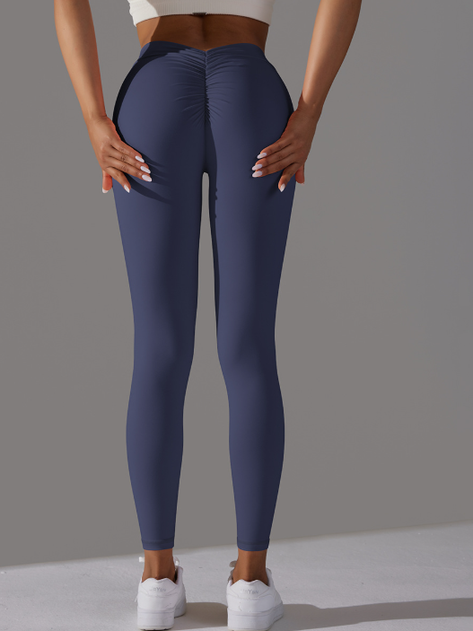Sportlegging Dames Hoge Taille Scrunch Bum Diepe V-Rug